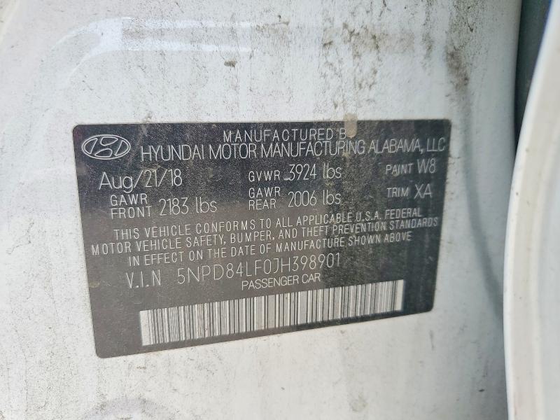 Aukcja sprzedaży 2018 Hyundai Elantra, vin: 5NPD84LF0JH398901, numer aukcji: 52398006
