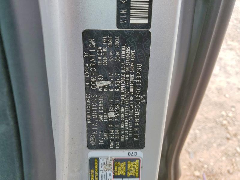 2016 Kia Sedona მანქანა იყიდება აუქციონზე, vin: KNDMB5C16G6163238, აუქციონის ნომერი: 54617396