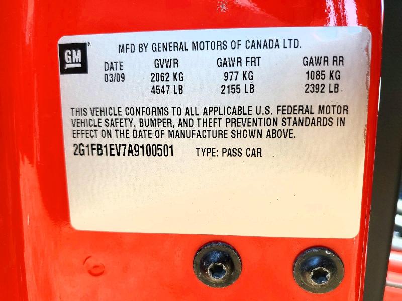 52744996 :رقم المزاد ، 2G1FB1EV7A9100501 vin ، 2010 Chevrolet Camaro مزاد بيع