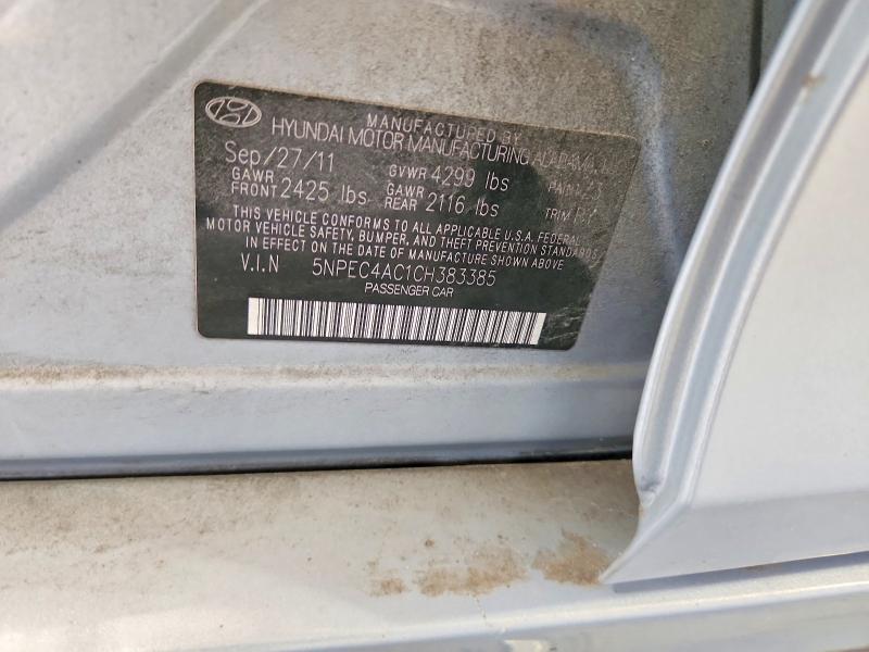 Aukcja sprzedaży 2012 Hyundai Sonata, vin: 5NPEC4AC1CH383385, numer aukcji: 54052526
