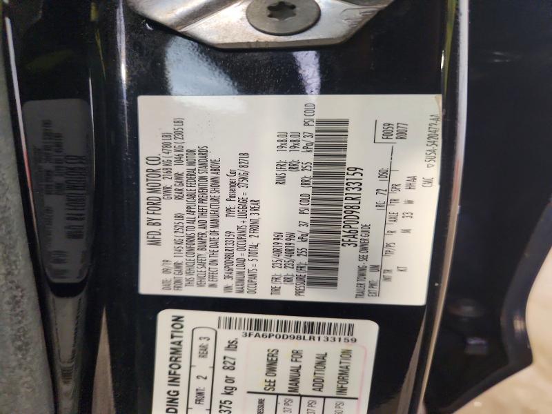 Продаж на аукціоні авто 2020 Ford Fusion, vin: 3FA6P0D98LR133159, номер лоту: 54692496