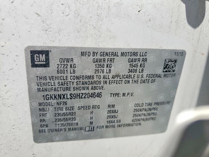 Aukcja sprzedaży 2017 Gmc Acadia, vin: 1GKKNXLS9HZ204646, numer aukcji: 52060856