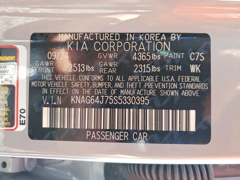 Продаж на аукціоні авто 2025 Kia K5, vin: KNAG64J75S5330395, номер лоту: 55340866