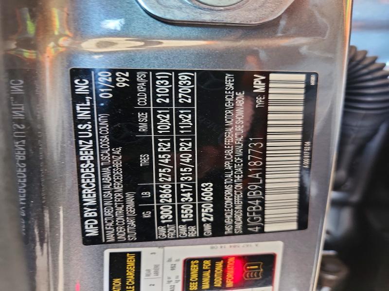 54535846 :رقم المزاد ، 4JGFB4JB9LA187731 vin ، 2020 Mercedes-benz Gle مزاد بيع