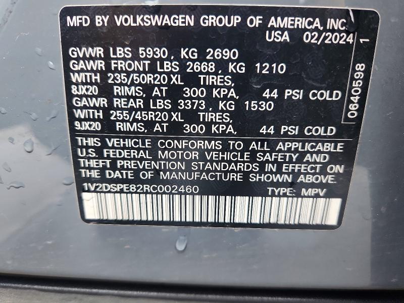 Aukcja sprzedaży 2024 Volkswagen Id.4, vin: 1V2DSPE82RC002460, numer aukcji: 53629086