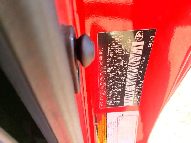 Aukcja sprzedaży 2007 Toyota Camry Solara, vin: 4T1CE30P27U753766, numer aukcji: 55404686