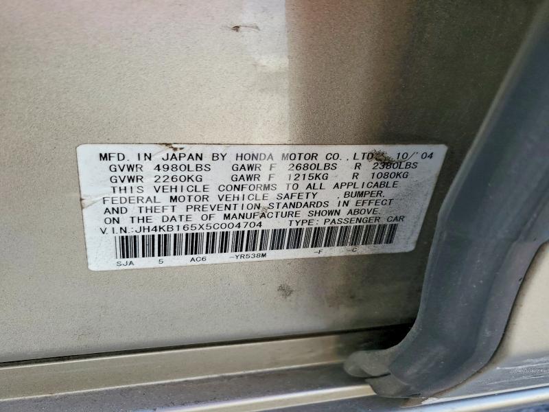 Aukcja sprzedaży 2005 Acura Rl, vin: JH4KB165X5C004704, numer aukcji: 53189666