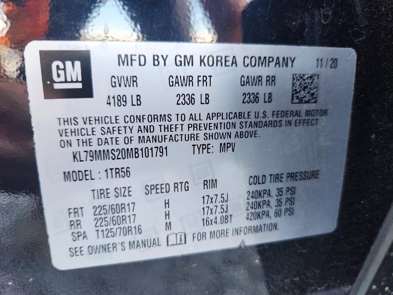 Продаж на аукціоні авто 2021 Chevrolet Trailblazer, vin: KL79MMS20MB101791, номер лоту: 53286396