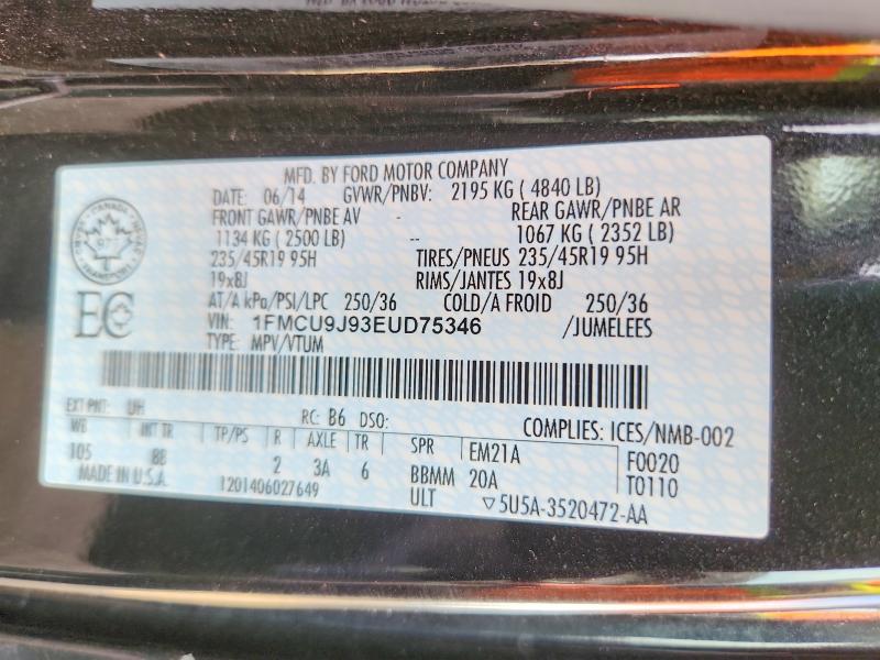 53456986 :رقم المزاد ، 1FMCU9J93EUD75346 vin ، 2014 Ford Escape مزاد بيع