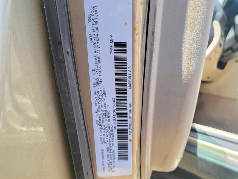 Продаж на аукціоні авто 2008 Subaru Outback, vin: 4S4BP61C687360467, номер лоту: 52717506