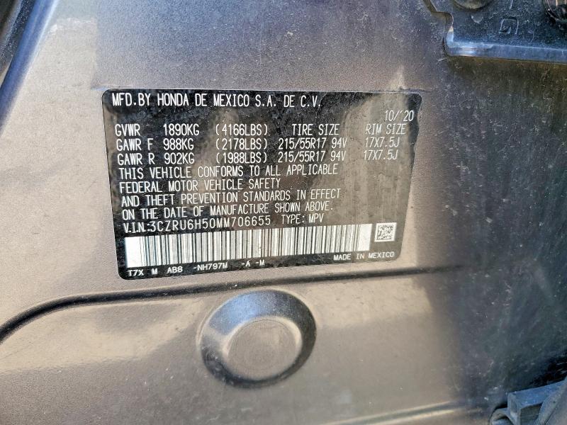 2021 Honda Hr-v მანქანა იყიდება აუქციონზე, vin: 3CZRU6H50MM706655, აუქციონის ნომერი: 54006346