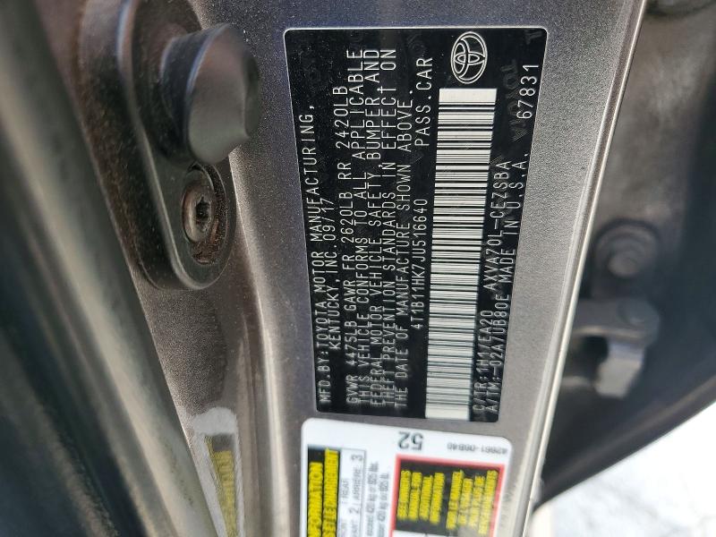 Aukcja sprzedaży 2018 Toyota Camry, vin: 4T1B11HK7JU516640, numer aukcji: 54007186