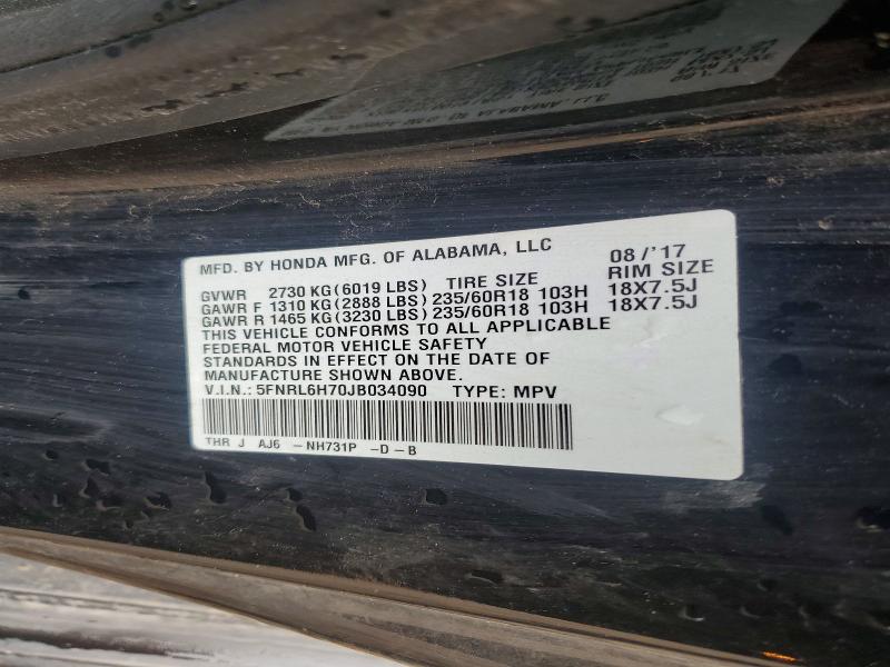 2018 Honda Odyssey მანქანა იყიდება აუქციონზე, vin: 5FNRL6H70JB034090, აუქციონის ნომერი: 55274216
