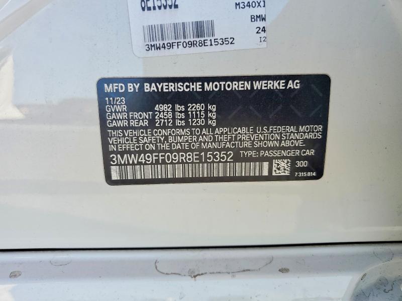 52993306 :رقم المزاد ، 3MW49FF09R8E15352 vin ، 2024 Bmw M340xi مزاد بيع