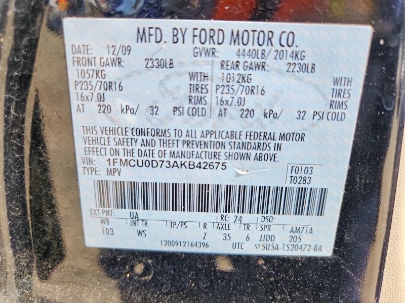 Aukcja sprzedaży 2010 Ford Escape, vin: 1FMCU0D73AKB42675, numer aukcji: 52559056