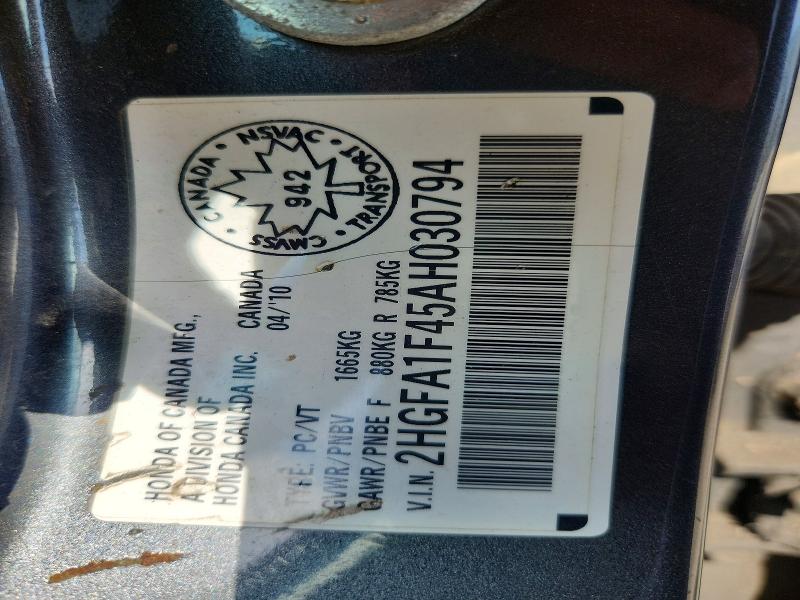 Продаж на аукціоні авто 2010 Honda Civic, vin: 2HGFA1F45AH030794, номер лоту: 53974786