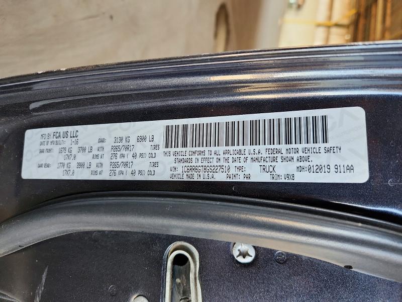 2016 Ram 1500 მანქანა იყიდება აუქციონზე, vin: 1C6RR6GT8GS227510, აუქციონის ნომერი: 52955696