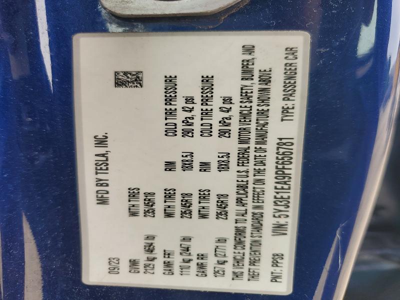Продажа на аукционе авто 2023 Tesla Model 3, vin: 5YJ3E1EA9PF656781, номер лота: 53807806