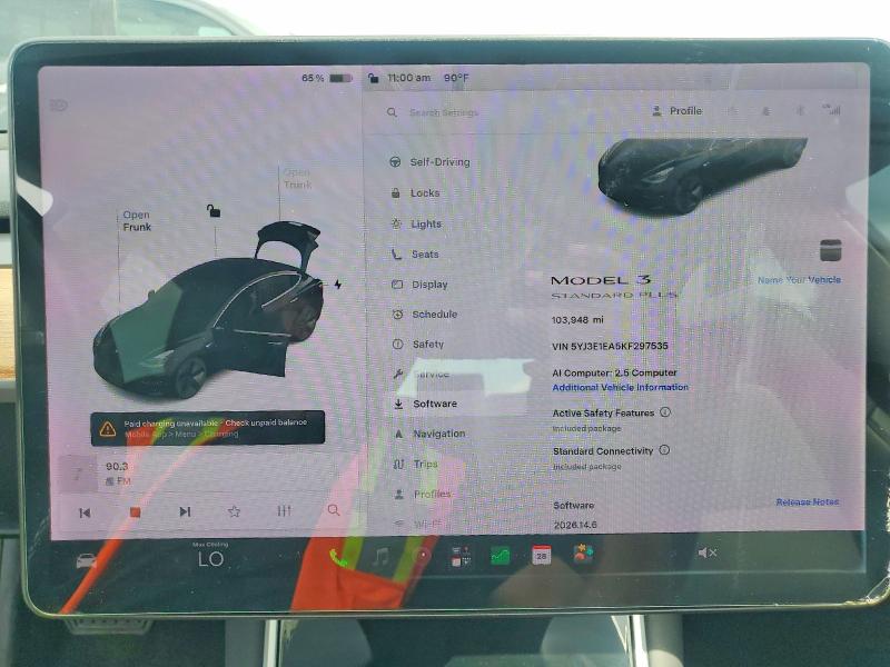 2019 Tesla Model 3 მანქანა იყიდება აუქციონზე, vin: 5YJ3E1EA5KF297535, აუქციონის ნომერი: 54845866