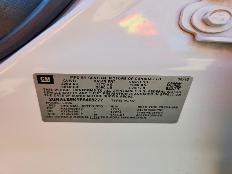 Aukcja sprzedaży 2015 Chevrolet Equinox, vin: 2GNALBEK9F6408277, numer aukcji: 55136916
