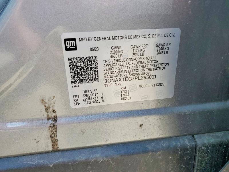 Aukcja sprzedaży 2023 Chevrolet Equinox, vin: 3GNAXTEG7PL265011, numer aukcji: 55005656
