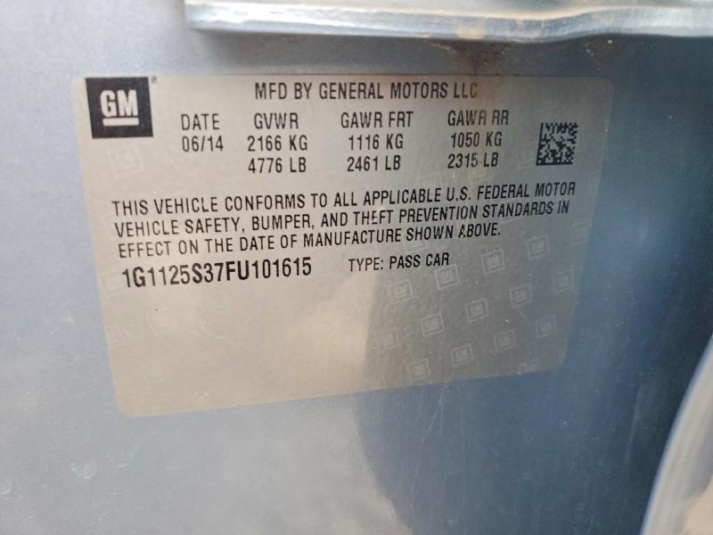 53120776 :رقم المزاد ، 1G1125S37FU101615 vin ، 2015 Chevrolet Impala مزاد بيع