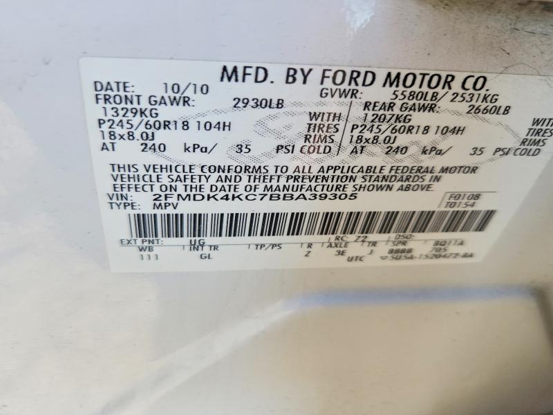 Продажа на аукционе авто 2011 Ford Edge, vin: 2FMDK4KC7BBA39305, номер лота: 54757526