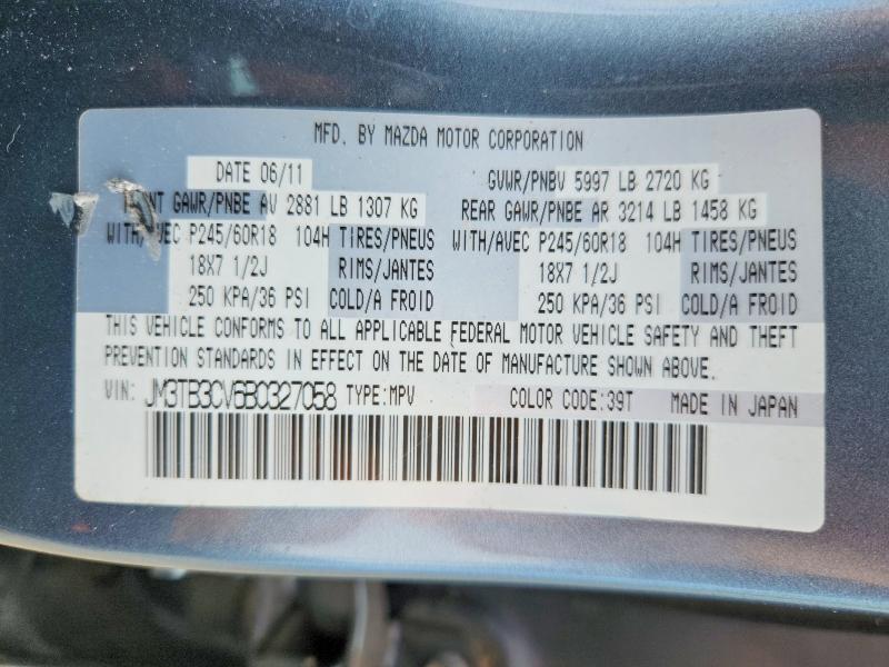 2011 Mazda Cx-9 მანქანა იყიდება აუქციონზე, vin: JM3TB3CV6B0327058, აუქციონის ნომერი: 52762166