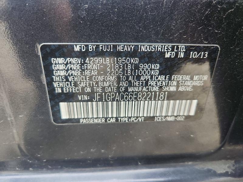 Продажа на аукционе авто 2014 Subaru Impreza, vin: JF1GPAC66E8221181, номер лота: 52487616