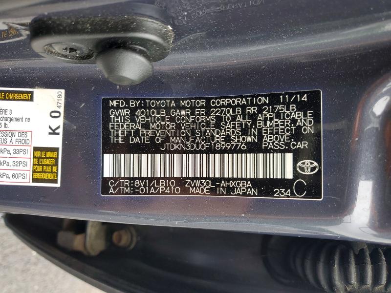 Продаж на аукціоні авто 2015 Toyota Prius, vin: JTDKN3DU0F1899776, номер лоту: 54923206