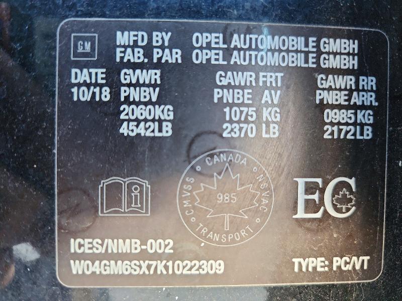 Aukcja sprzedaży 2019 Buick Regal, vin: W04GM6SX7K1022309, numer aukcji: 53190176