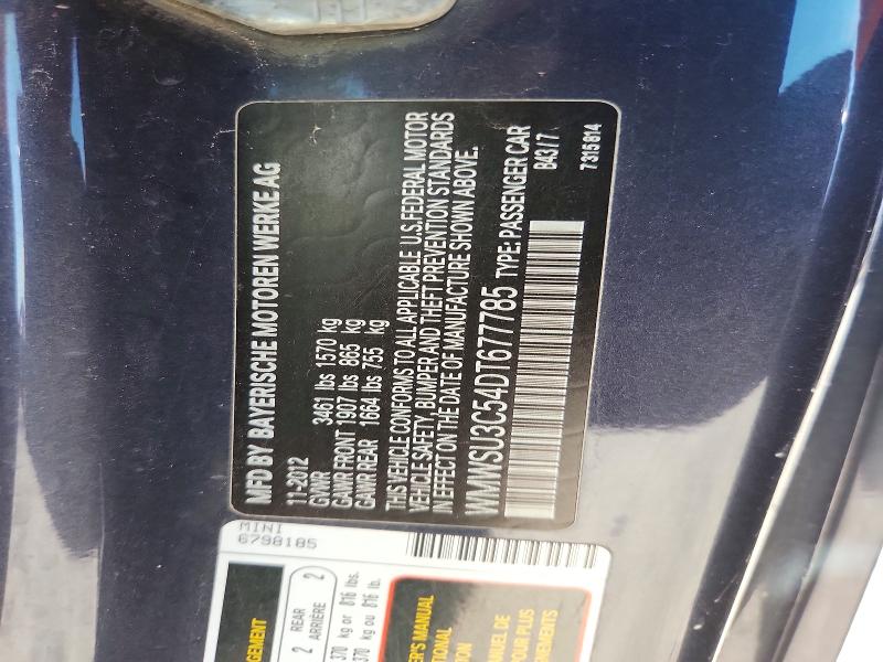Продажа на аукционе авто 2013 Mini Cooper, vin: WMWSU3C54DT677785, номер лота: 54920146