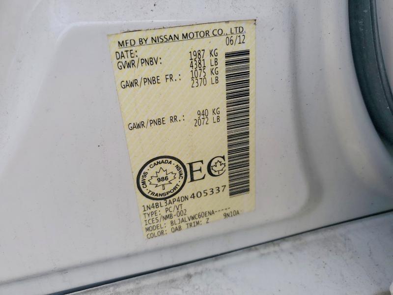52677196 :رقم المزاد ، 1N4BL3AP4DN405337 vin ، 2013 Nissan Altima مزاد بيع