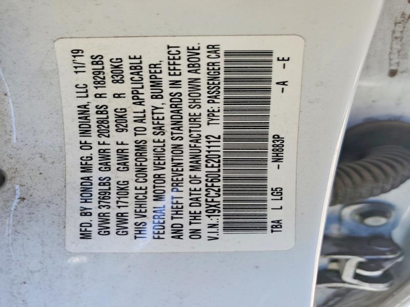 Aukcja sprzedaży 2020 Honda Civic, vin: 19XFC2F60LE201112, numer aukcji: 53458406