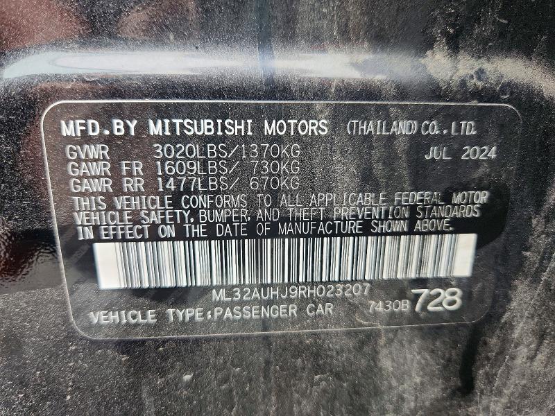 Продаж на аукціоні авто 2024 Mitsubishi Mirage, vin: ML32AUHJ9RH023207, номер лоту: 52288356