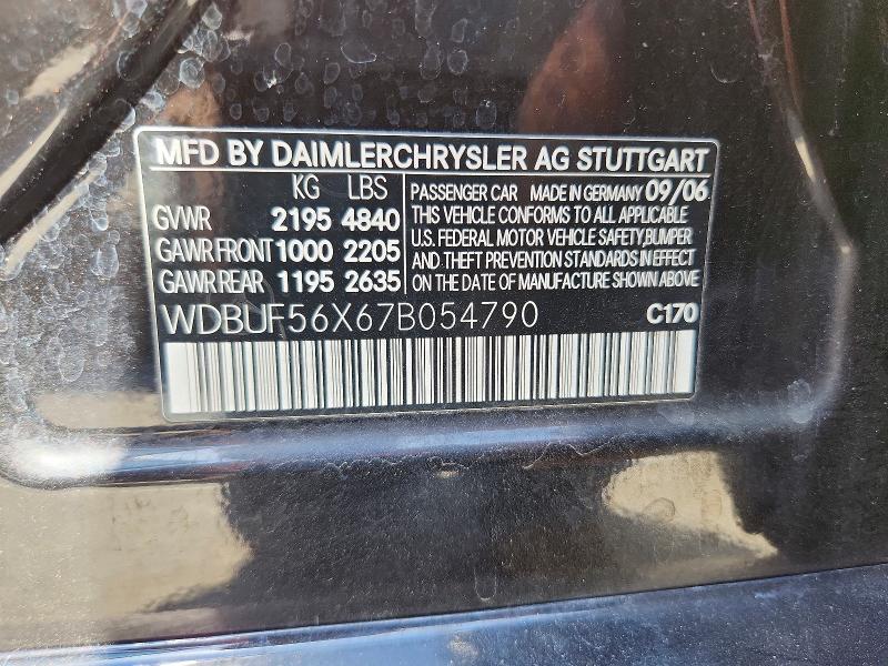 Aukcja sprzedaży 2007 Mercedes-benz E, vin: WDBUF56X67B054790, numer aukcji: 54158246