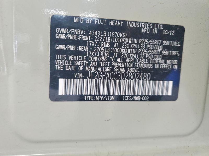 2013 Subaru Xv Crosstrek მანქანა იყიდება აუქციონზე, vin: JF2GPACC3D2802480, აუქციონის ნომერი: 52377076
