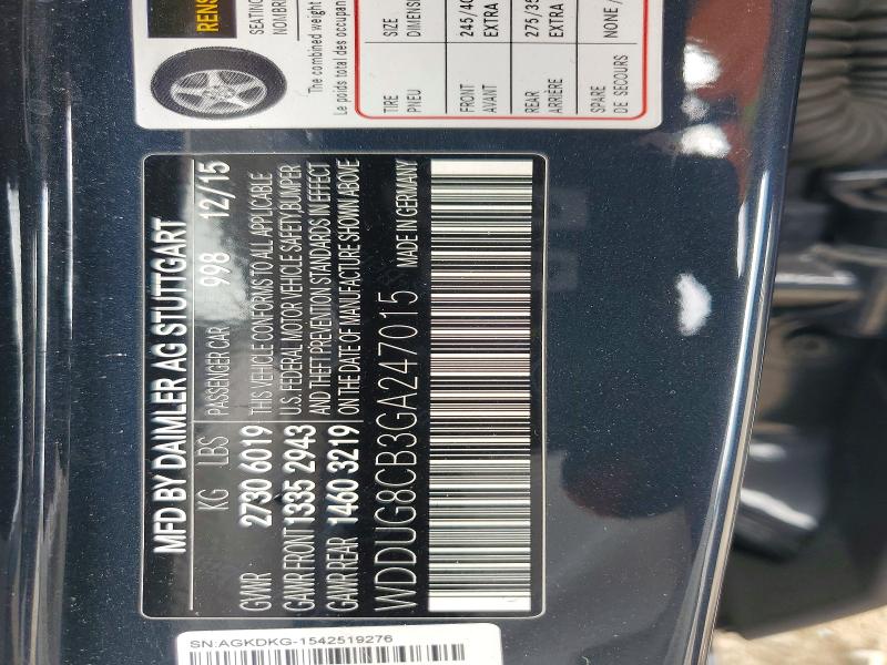 53314826 :رقم المزاد ، WDDUG8CB3GA247015 vin ، 2016 Mercedes-benz S مزاد بيع
