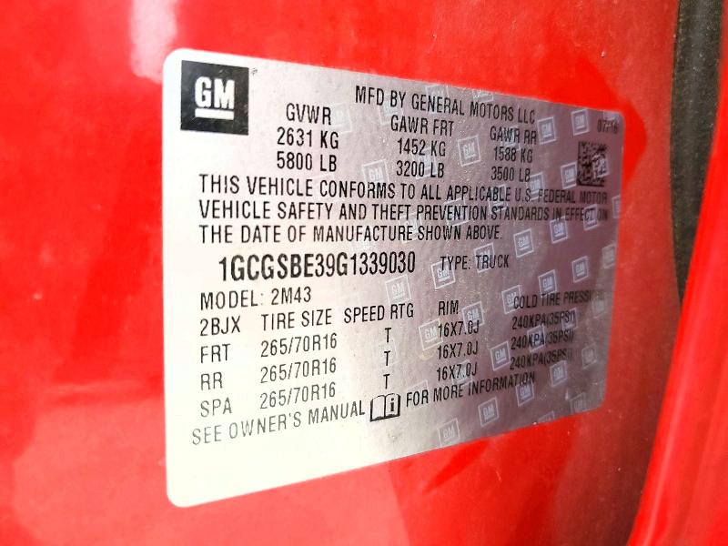 Aukcja sprzedaży 2016 Chevrolet Colorado, vin: 1GCGSBE39G1339030, numer aukcji: 54610726