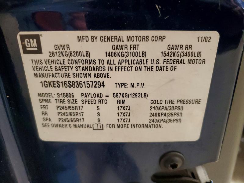 Продажа на аукционе авто 2003 Gmc Envoy, vin: 1GKES16S836157294, номер лота: 51761796