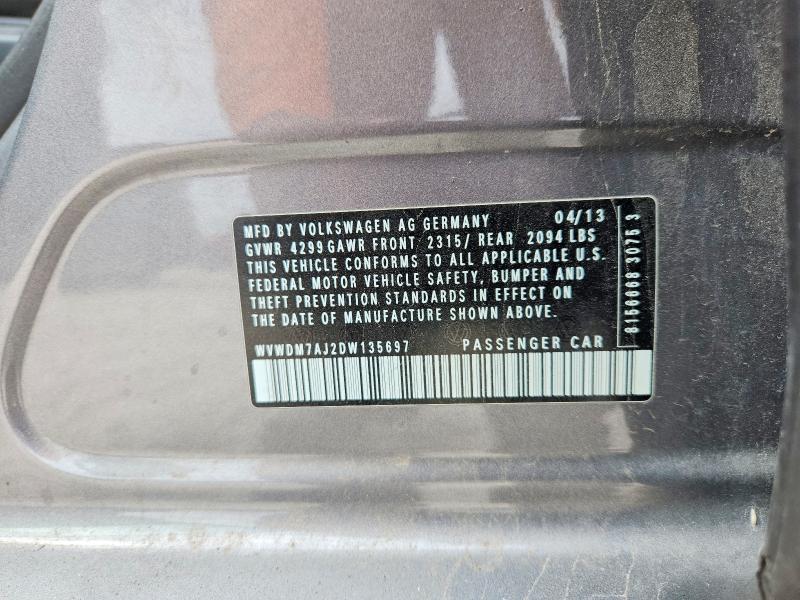 51681946 :رقم المزاد ، WVWDM7AJ2DW135697 vin ، 2013 Volkswagen Golf مزاد بيع