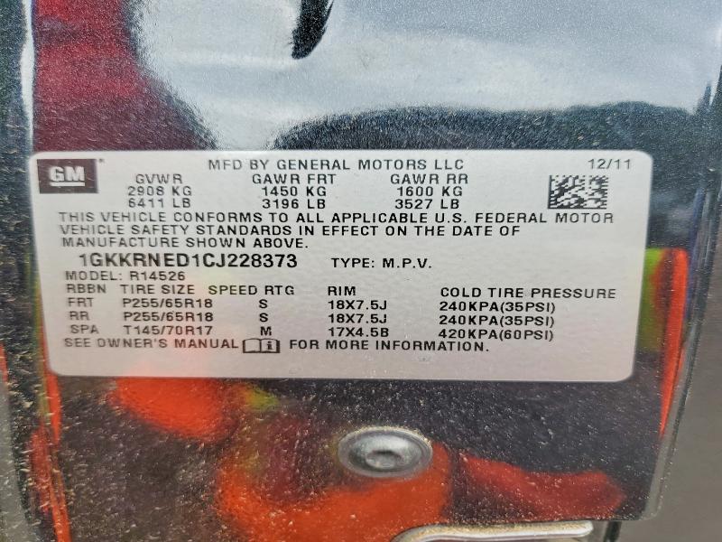 2012 Gmc Acadia მანქანა იყიდება აუქციონზე, vin: 1GKKRNED1CJ228373, აუქციონის ნომერი: 51901636