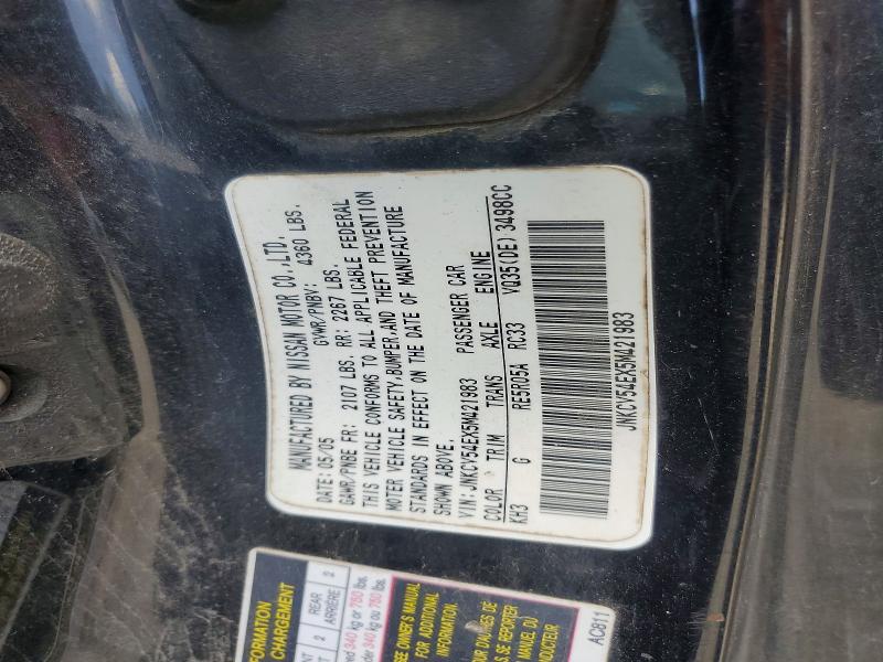 Aukcja sprzedaży 2005 Infiniti G35, vin: JNKCV54EX5M421983, numer aukcji: 54347746