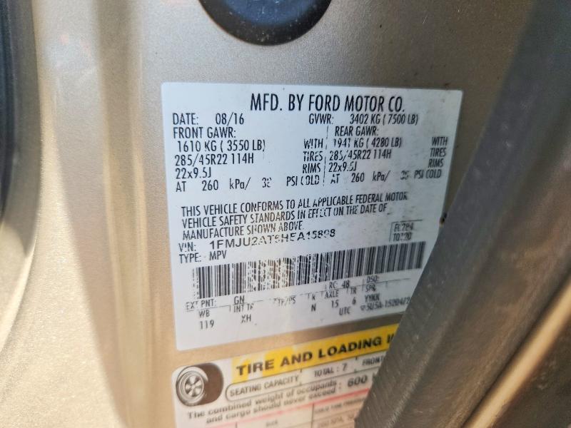 2017 Ford Expedition მანქანა იყიდება აუქციონზე, vin: 1FMJU2AT6HEA15898, აუქციონის ნომერი: 53749216