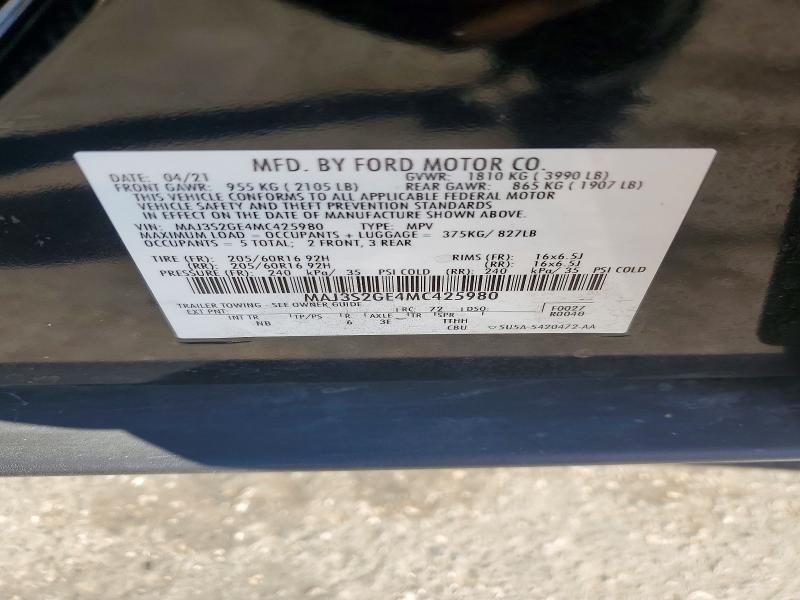 Aukcja sprzedaży 2021 Ford Ecosport, vin: MAJ3S2GE4MC425980, numer aukcji: 53328066