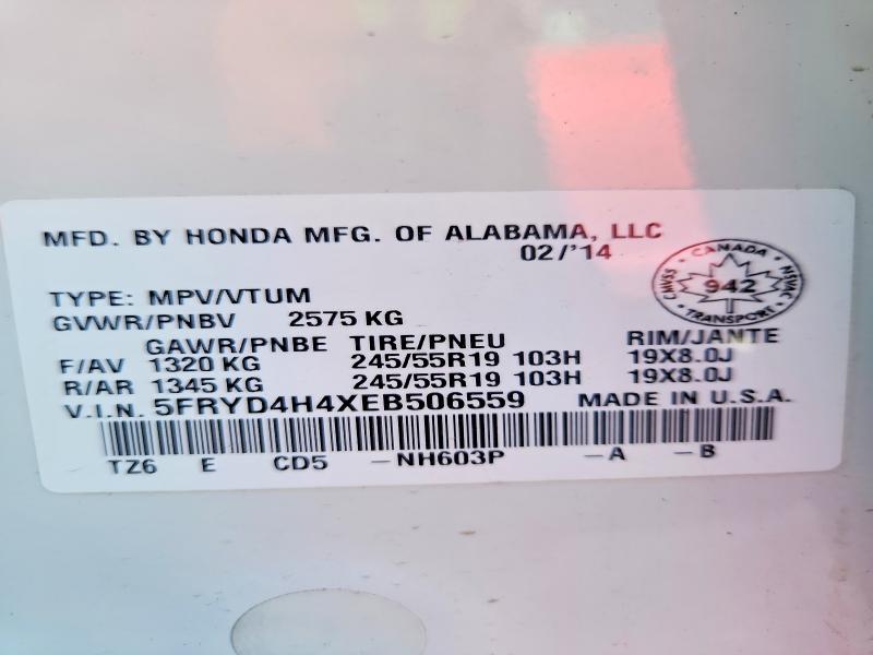 Продаж на аукціоні авто 2014 Acura Mdx, vin: 5FRYD4H4XEB506559, номер лоту: 53420826