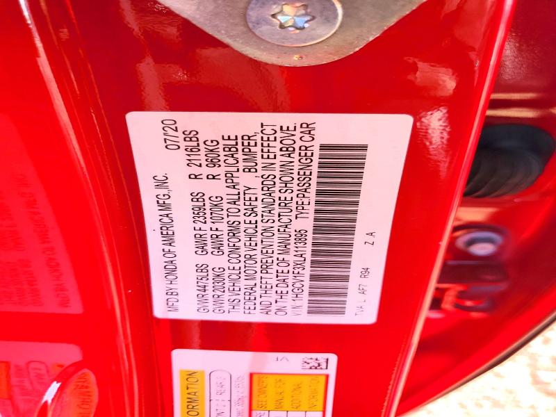 2020 Honda Accord მანქანა იყიდება აუქციონზე, vin: 1HGCV1F3XLA113895, აუქციონის ნომერი: 55323156