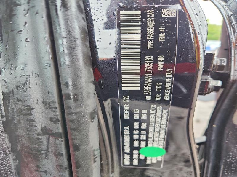 54620766 :رقم المزاد ، ZARFANAN1L7635163 vin ، 2020 Alfa Romeo Giulia مزاد بيع
