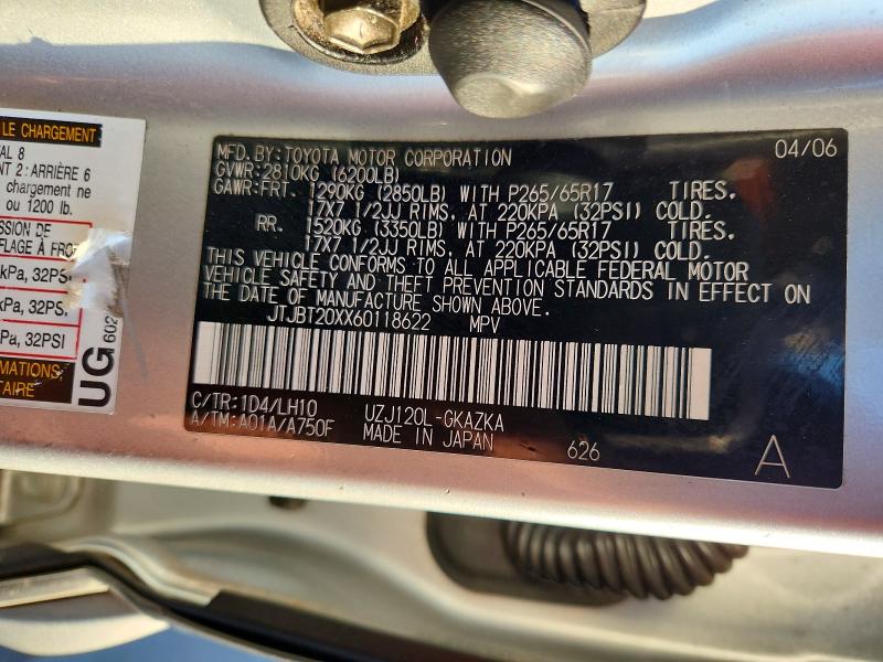 Продаж на аукціоні авто 2006 Lexus Gx, vin: JTJBT20XX60118622, номер лоту: 52819046