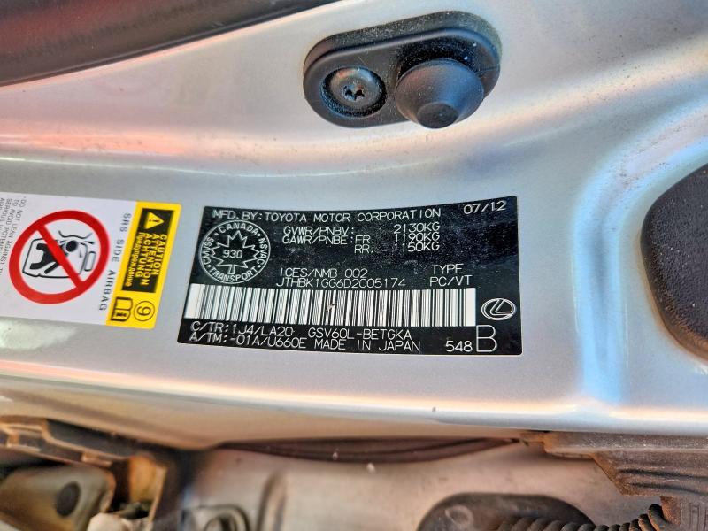 Продажа на аукционе авто 2013 Lexus Es, vin: JTHBK1GG6D2005174, номер лота: 50838126